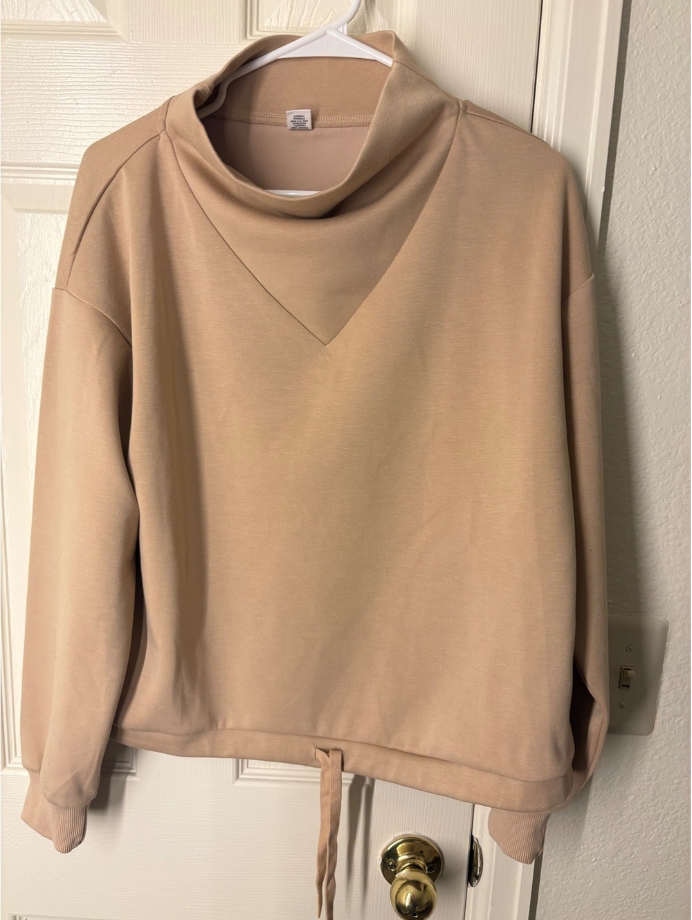 Carenelle Women's Beige Sweatshirt with Drawstring Hem Size S